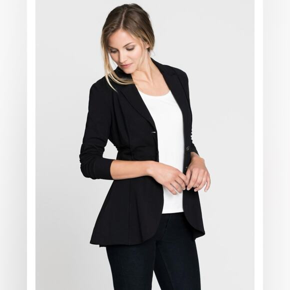 🆕 NWT Nic+Zoe Three Button Seamed Riding Jacket Blazer Petite Black Onyx PP - Picture 4 of 15